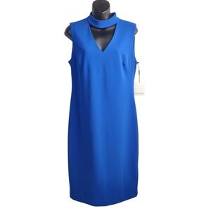 Calvin Klein Women's Blue V-Neck Sleeveless Stretch Dress Size 10 NWT
